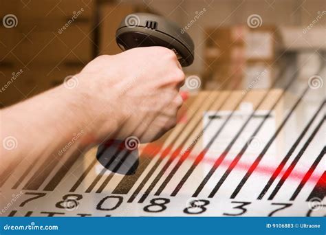 barcode scanner  label close  stock image image  hand number