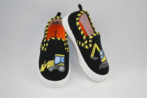 hand painted truck shoes construction truck shoes boys etsy