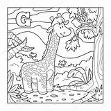 Coloriage Lettre Giraffe Lettera Colorless Alfabeto Incolore Girafe Zebra Illustrazione Savva Ksenya Giraffa sketch template