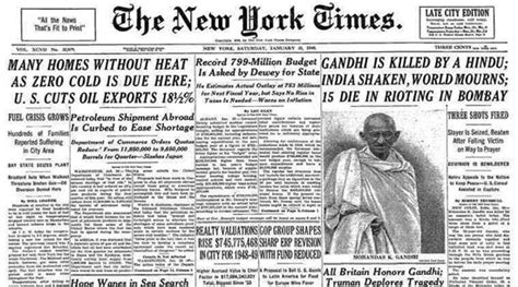 when newspapers across the world mourned the loss of mahatma gandhi