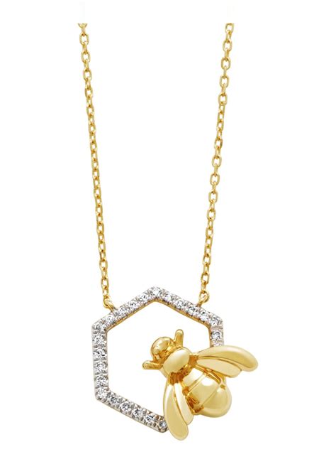 diamond point queen bee collier limited edition  geelgoud de bijenkorf