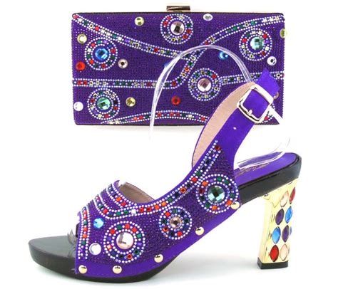 New Sexy Purple Color African Wedding Shoe And Bag Sets Women Shoe And
