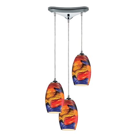 Modern Multi Light Pendant Light With Multi Color Glass And 3 Lights