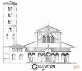 Elevation Coloring Church Pages Printable Color sketch template