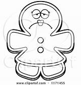 Depressed Gingerbread Mascot Woman Clipart Cartoon Thoman Cory Outlined Coloring Vector 2021 sketch template