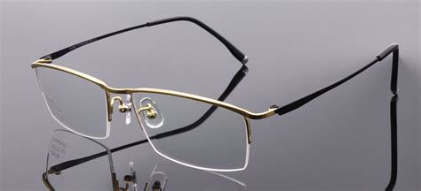Mens Titanium Half Rimless Rectangular Eyeglass Frames Glasses