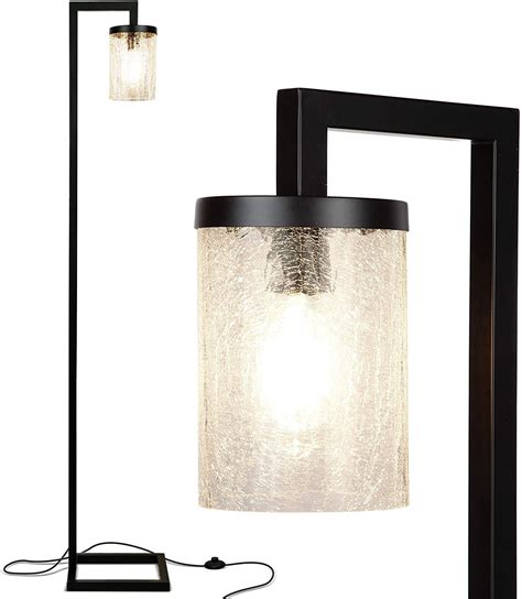 brightech henry industrial floor lamp  hanging crackled glass  living room standing