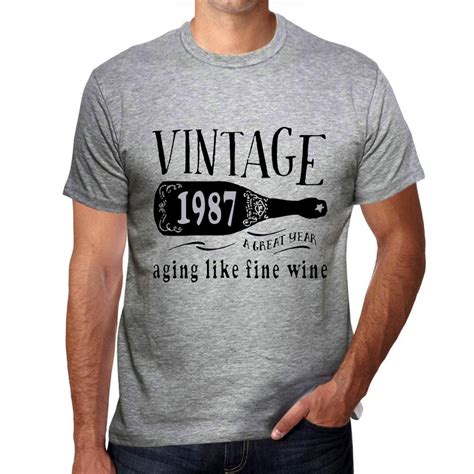 1987 Aging Like A Fine Wine Men S T Shirt Grey Birthday T 00459