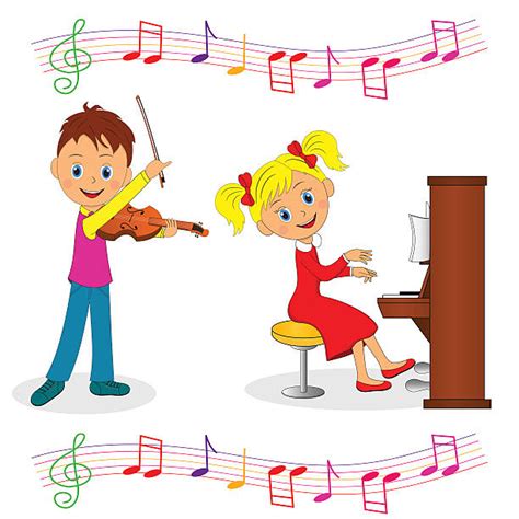 Best Happy Girl Playing Violin Illustrations Royalty Free