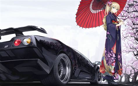 download wallpaper car girl sakura ferrari gt anime resolution 1920x1200 รถแต่ง