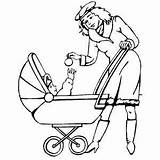 Coloring Baby Pages Mother Stroller Mom Her Child Blogthis Email Twitter sketch template
