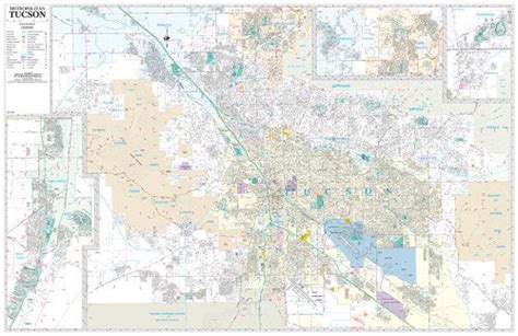 Tucson Metropolitan Full Detail Zip Code Wall Map Dry Erase Laminated