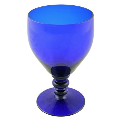 Bristol Blue Glass Rummers Five Blue Wine Glasses