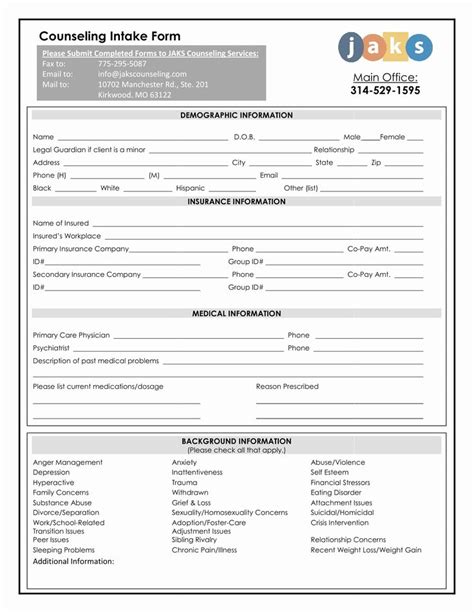 counseling intake forms templates   templates counseling