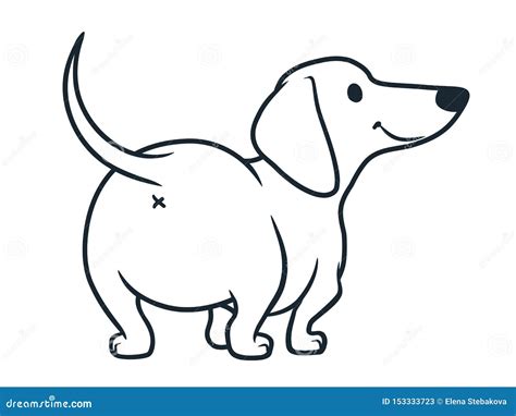 cute wiener sausage dog cartoon illustration isolated  white simple