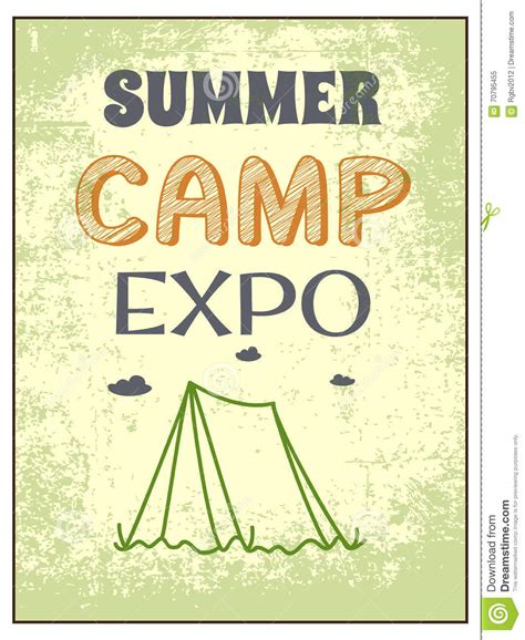 camp poster stock vector illustration  yellow graphic