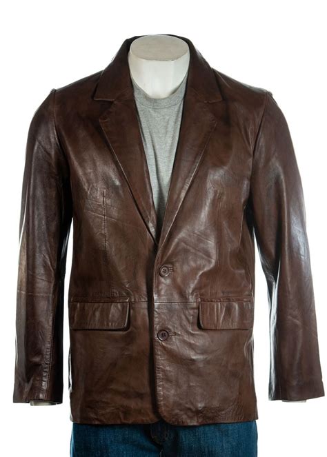 Men S Brown Classic Two Button Single Breasted Leather