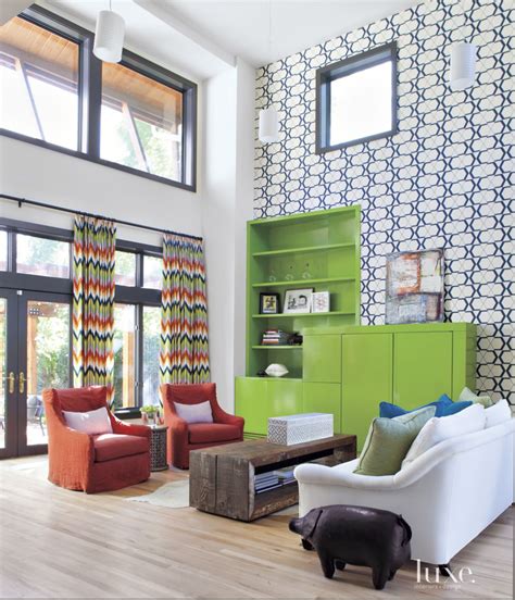eclectic multi colored family room luxe interiors design
