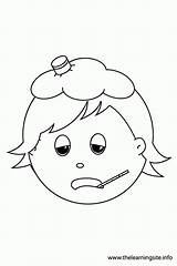 Sick Coloring Outline Pages Child Ill Feelings Flashcards Sad Angry Popular Hot sketch template