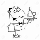 Waiter Clip Butler Drawing Coloring Pages Cartoon Clipart Serving Wine sketch template