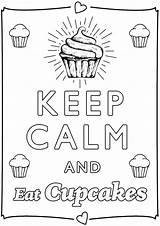 Calm Keep Cupcakes Coloring Eat Color Pages Adult Beautiful sketch template