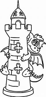 Dragon Coloring Castle Pages Hiding Wecoloringpage Visit Getcolorings sketch template