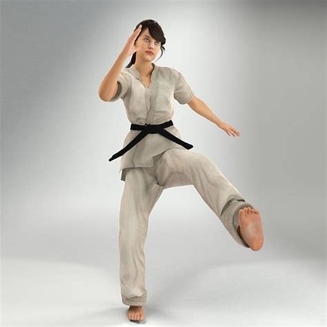karate lady lite rig 3d model cgtrader