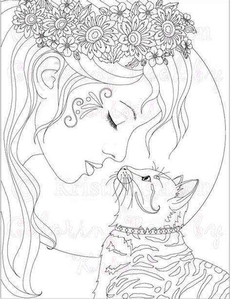 pin  milena jounck  coloring pages cat coloring book fairy