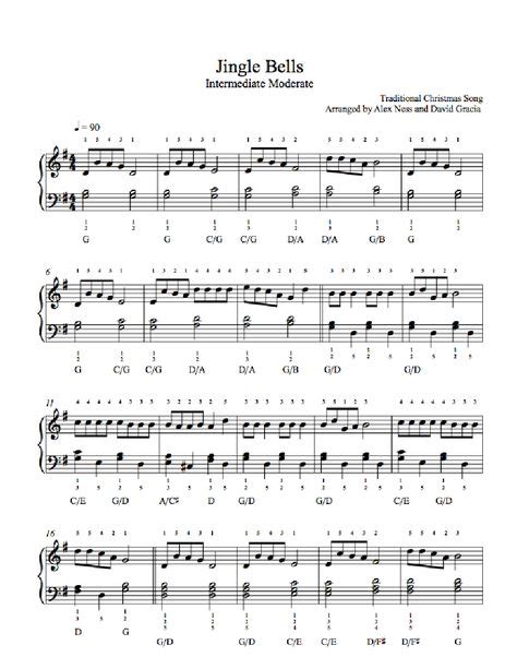 jingle bells  traditional piano sheet  intermediate level