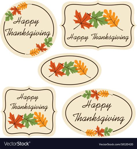 happy thanksgiving labels  leaves royalty  vector