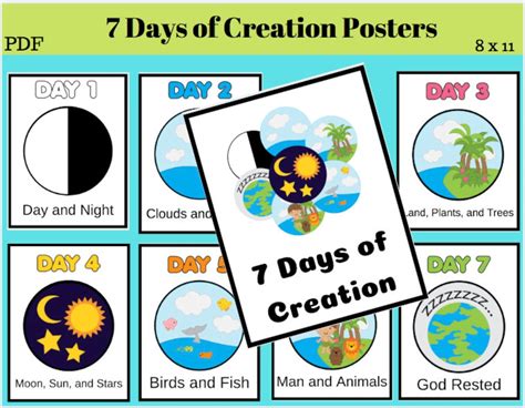 day days  creation printables  days  creation activities