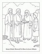 Coloring Jesus Others Pages Showed Lds Clipart Christ Loaves Fishes Serving Lesson Feeding Five Fish God Helping Nursery Color Another sketch template