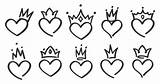 Crown Heart Queen King Vector Hearts Sketch Princess Crowned Crowns Doodle Drawn Hand Freepik sketch template