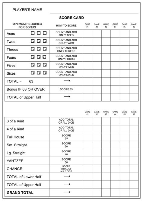 large printable yahtzee score sheets