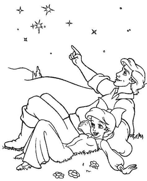 gambar  coloring pages ariel prince eric dessincoloriage pin