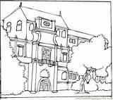 Coloring Pages Bungalow Houses House Beautiful Printable Big Buildings Color Colouring Building Main Popular sketch template