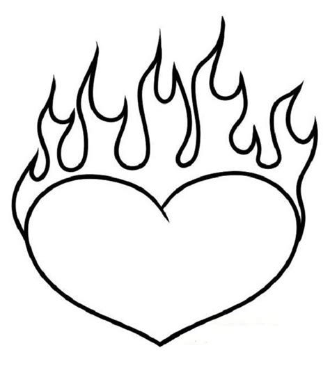 flaming heart drawing  getdrawings