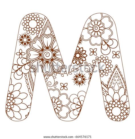 adult coloring page letter  alphabet stock vector royalty