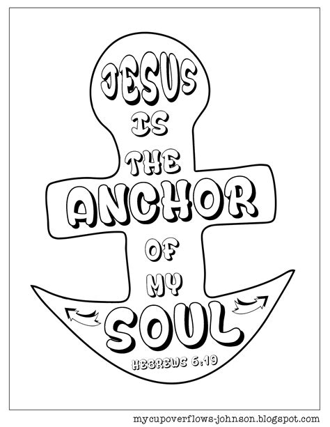 cup overflows jesus   anchor   soul hebrews  coloring