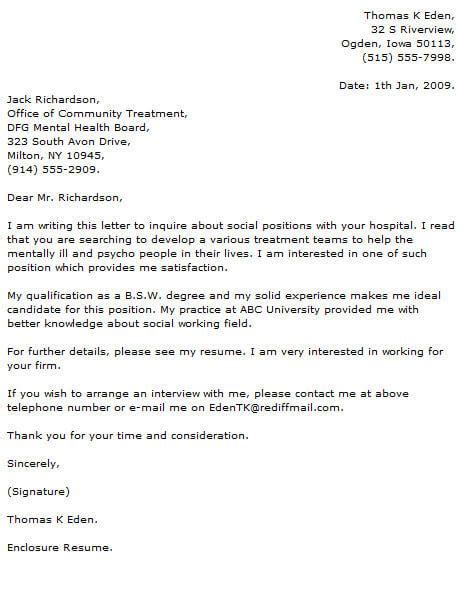 professional social worker cover letter examples