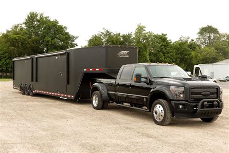 ultimate track day set  ford truck  gooseneck trailer enclosed