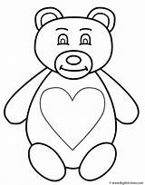 Teddy Coloring Bear Animals Heart Color Bears Large Print sketch template