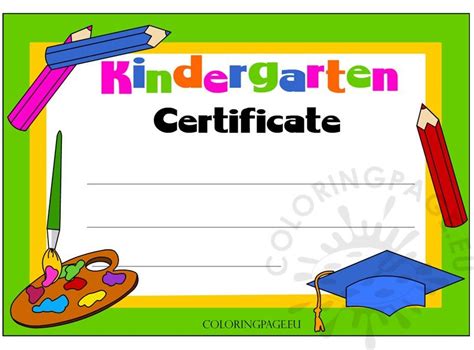 kindergarten certificate  coloring page