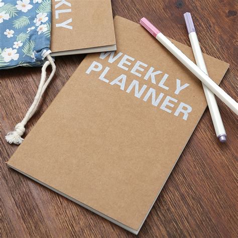 planner  planner agenda eenvoudige lederen cover plan dagboek wekelijkse planner leren plan