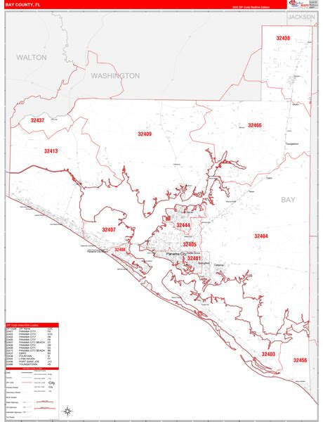 bay county fl wall map red  style  marketmaps