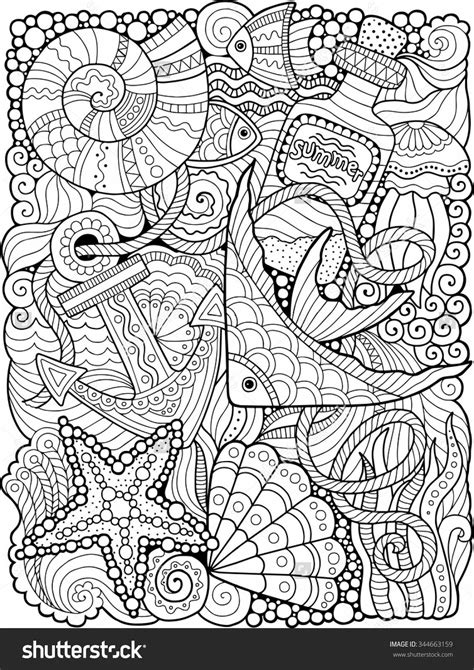 vector coloring book adult summers sea stock vector royalty