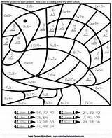 Thanksgiving Worksheets Math Color Coloring Cut Turkey Worksheet Paste Grade Printable Multiplication 3rd 4th Pages Number Fun Mystery Teacher Super sketch template