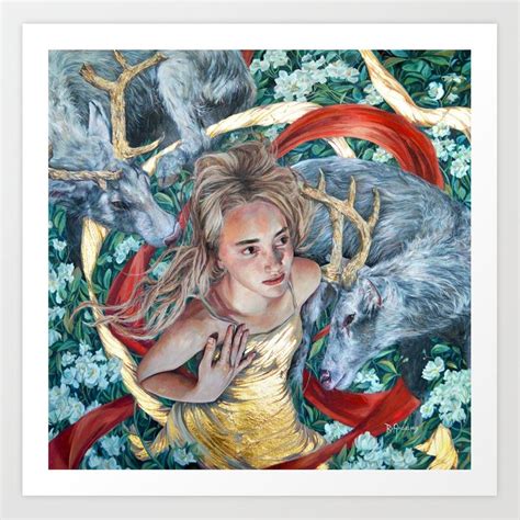 The Awakening Goddess Artemis With Deer Art Print By