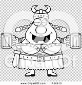 Viking Plump Holding Beer Female Outlined Coloring Clipart Vector Cartoon Cory Thoman sketch template