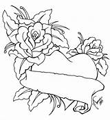 Heart Roses Hearts Drawing Tattoo Drawings Designs Rose Banners Pencil Coloring Pages Cliparts Banner Clipart Lineart Sketches Wings Cool Library sketch template